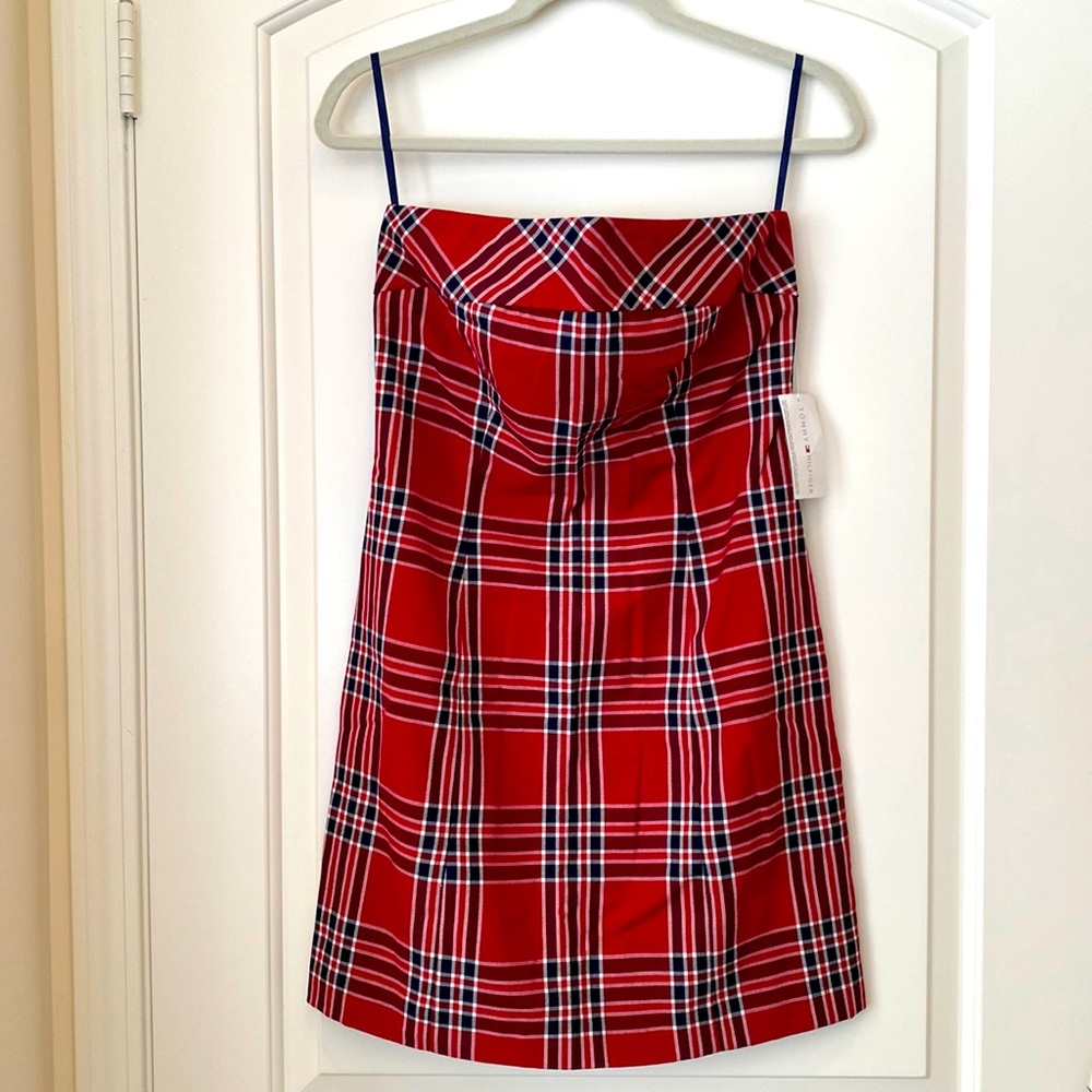 TOMMY HILFIGER Plaid Strapless Mini Dress